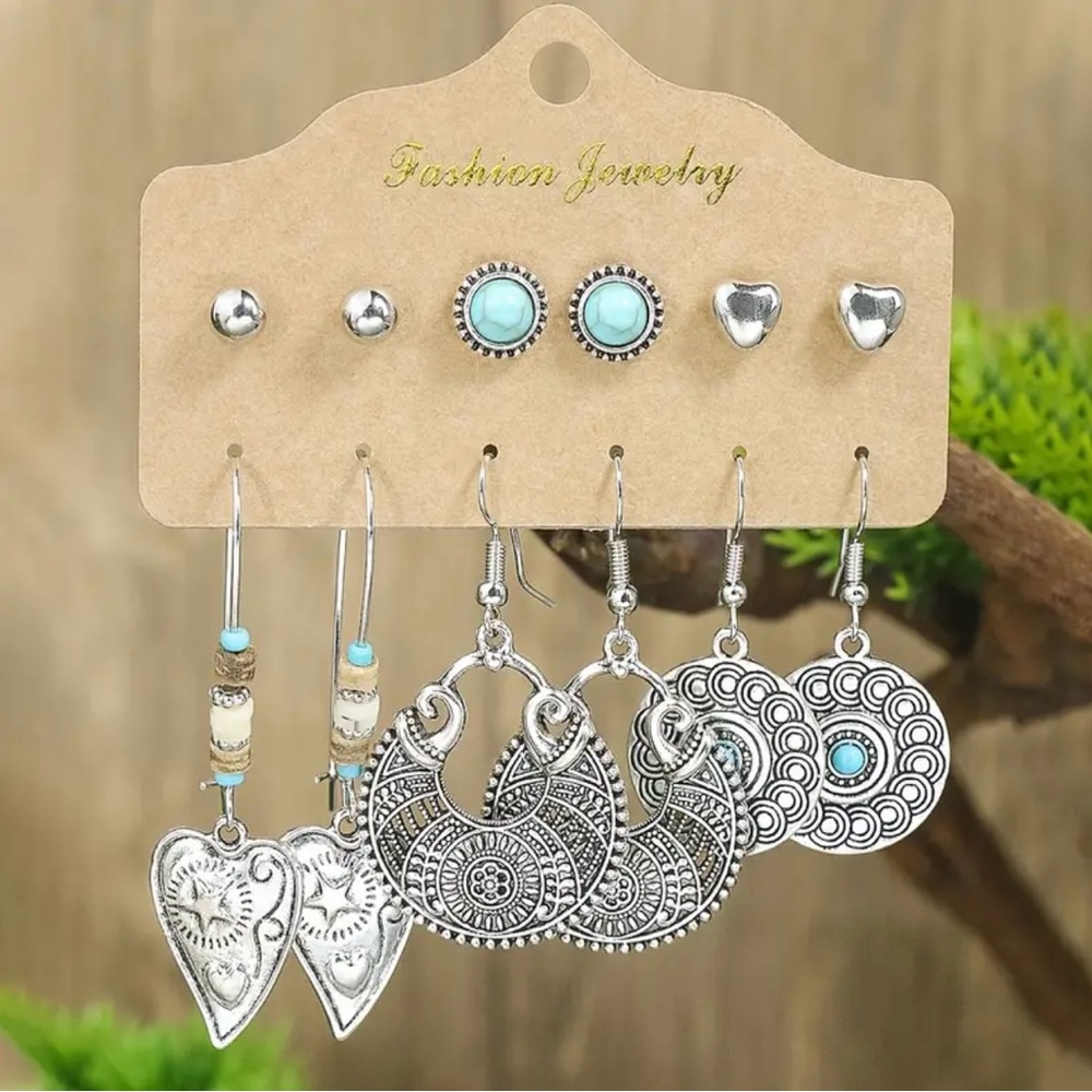 6-Pair Retro Dangle Earring Set - image 1
